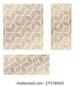Decal. Laser cutting panel. Fence. Veneer vector. Plywood laser cutting floral design. Room divider. Seamless pattern for room divider. Stencil lattice ornament for laser cutting. Home screen.