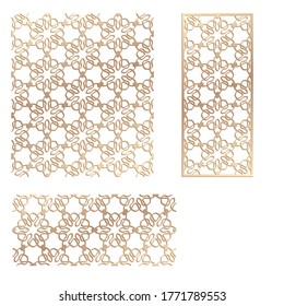 Decal. Laserschneidplatte. Zaun. Veneer Vektor. Sperrholzlaser, der Blumen schneidet. Raumteiler. Nahtloses Muster für Raumteiler. Bleistiftgitterschmuck zum Laserschneiden. Home-Bildschirm.