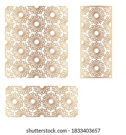 Decal. Laser cutting panel. Fence. Veneer vector. Plywood laser cutting floral design. Room divider. Seamless pattern for silhouette stamps. Stencil lattice ornament for laser cutting. Home screen