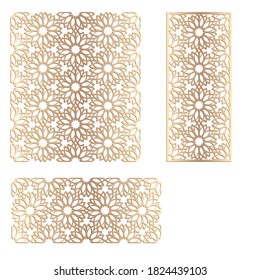 Decal. Laser cutting panel. Mandala. Fence. Veneer vector. Plywood laser cutting floral design. Room divider. Seamless pattern for engraving. Stencil lattice ornament for laser cutting. Home screen.