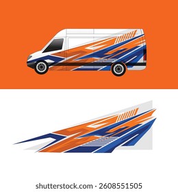 decal livery design for wrapping the body of a cargo van delivery car with a sharp line style
