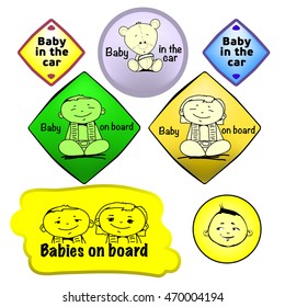 Decal, sticker 'Baby in the car'. Vector illustration, may be scaled without losses
