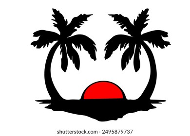 Decal Stickers of Palm Trees Sunset Vinyl Decal Stickers.eps