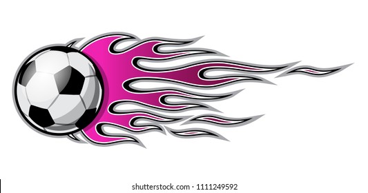 Decal vector illustration of flaming football soccer ball icon with hot rod flames. Ideal for sticker, sport logo design element and any kind of decoration.