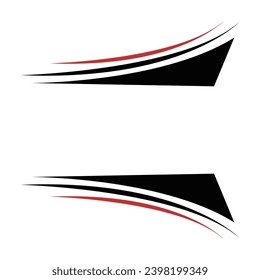 Decals for sports cars, racing cars, red and black. Stylish curvy decals. Vector template design sticker for car body