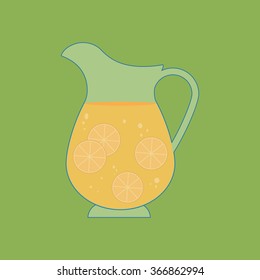 Decanter Carafe Vector Icon on the green background. Vector illustration