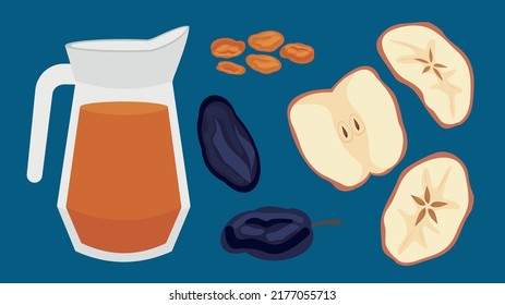 Decanter with compote and dried fruits