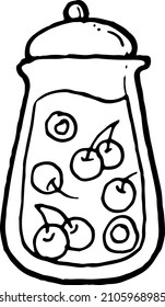 Decanter, drink, cocktail. Black and white doodle illustration. Vector graphics. Isolated icon.
