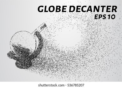 Decanter globe of the particles. The globe consists of dots and circles. Vector illustration.