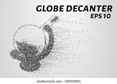 Decanter globe of the particles. The globe consists of dots and circles. Vector illustration.