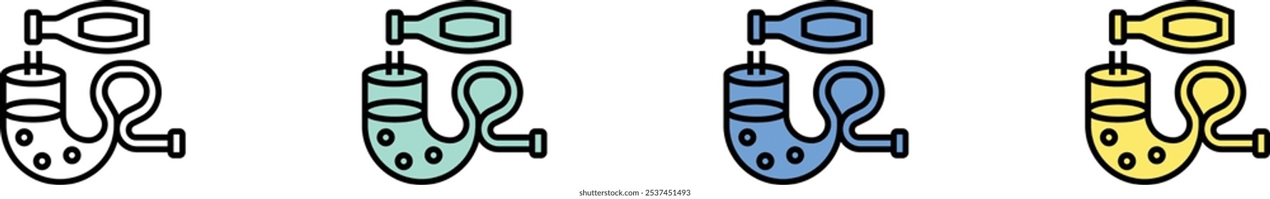 decanter icon. Outline, Green, Blue and Yellow Style Design Isolated On White Background
