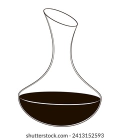 decanter with red wine outline color vector illustration