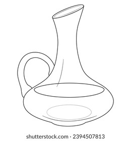 Decanter of wine. Coloring page. Line Art.