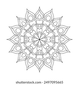 Decarative Cirvle ornament in ethnic orieantal style mandala. Easy Mandala Coloring Book Pages for Adults to Relax, Experiences Give Relief. Resizeable Vector File