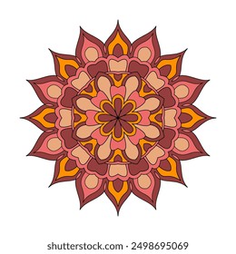 Decarative Cirvle ornament in ethnic orieantal style colour mandala. Easy Mandala Coloring Book Pages for Adults to Relax, Experiences Give Relief. Resizeable Vector File