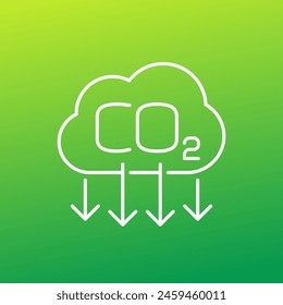 decarbonisation icon, carbon emissions reduction line vector