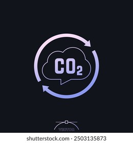 decarbonisation icon with a gradient, reducing carbon footprint vector