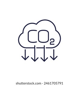 decarbonisation line icon, co2, carbon emissions reduction