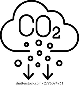 Decarbonization CO2 Reduction Icon Editable Stroke Outline Vector Illustration for Net Zero Transition