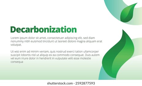 Decarbonization concept. presentation templates corporate business annual report layout. abstract green leafs with line gradient clean look vector template 