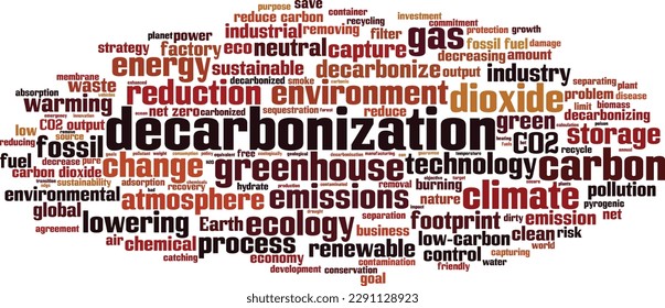 Decarbonization word cloud concept. Collage made of words about decarbonization. Vector illustration