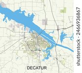 Decatur, Alabama, United States map  poster art