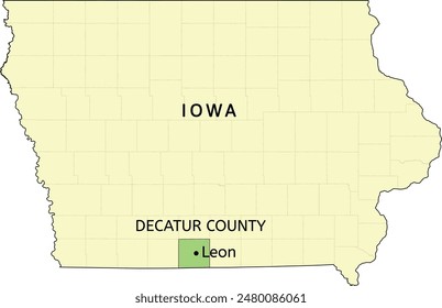 Decatur County and city of Leon location on Iowa state map