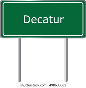 Decatur , Georgia , road sign green vector illustration, road table, USA city