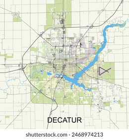 Decatur, Illinois, United States map poster art