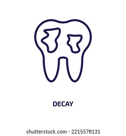 decay icon from dentist collection. Thin linear decay, tooth, dentistry outline icon isolated on white background. Line vector decay sign, symbol for web and mobile