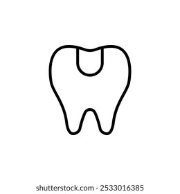 Ícone de dente de decaimento. Dentes Ocos. Cuidados dentários. Odontologia. Ilustração de linha fina personalizável. traçado editável.