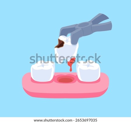 Decay tooth removal illustration vector design. Dental care concept.