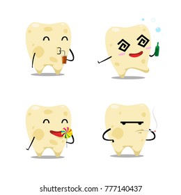 The decay tooth set. Isolated Vector Illustration