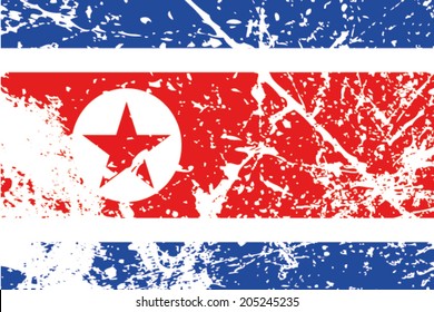 Decayed flag of North Korea