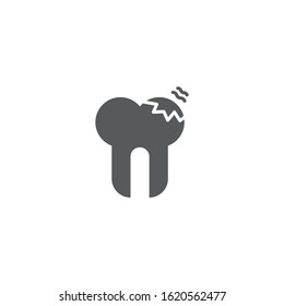Decayed teeth vector icon symbol dental disease isolated on white background