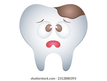 Decayed Tooth Cartoon Character Flat Design