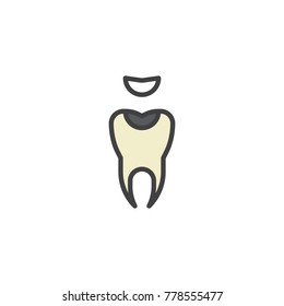 Decayed tooth filled outline icon, line vector sign, linear colorful pictogram isolated on white. Symbol, logo illustration. Pixel perfect vector graphics
