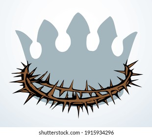 Deceit sad shame feel sharp spike branch savior lord god head lie bait trap. Black draw real fake good holy life happy joy reality sacred glory sign icon biblic truth history vector vintag graphic art