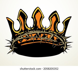 Deceit sad shame feel sharp spike branch savior lord god head lie bait trap. Black draw real fake good holy life happy joy reality sacred glory sign icon biblic truth history vector vintag graphic art