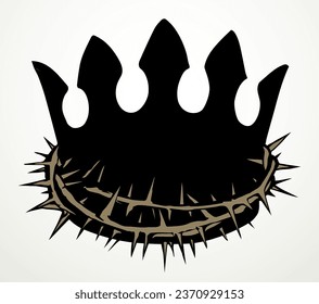 Deceit sad shame feel sharp spike branch savior lord god head lie bait trap. Black draw real fake good holy life happy joy reality sacred glory sign icon biblic truth history vector vintag graphic art