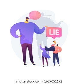 Deceitful man telling lies. People with megaphone incriminate liar with cheating. Fake information spread, fraud accusation, dishonest person. Vector isolated concept metaphor illustration