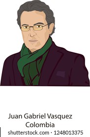 December 03 - 2018, Illustration Vector Isolated Of Colombian Writer, Juan Gabriel Vasquez.