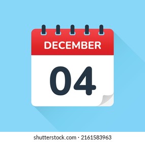 Icono de calendario vectorial de diciembre de 2004