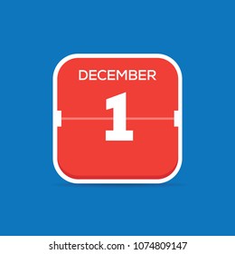 December 1 Calendar Flat Icon