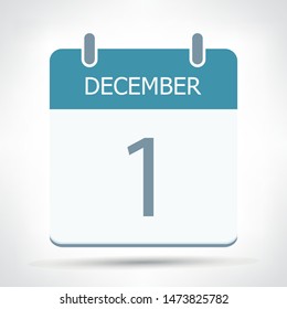 December 1 - Calendar Icon - Calendar flat design template - Business vector illustration.