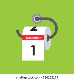 December 1. Calendar icon. Flat design. Vector illustration