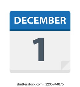 December 1 - Calendar Icon - Vector Illustration