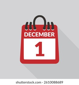 December 1 Calendar icon vector illustration.