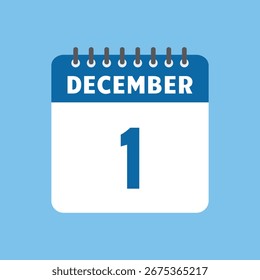 1 de dezembro ícone do calendário Vetor página mês design
