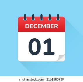 December 1 Calendar Vector Icon